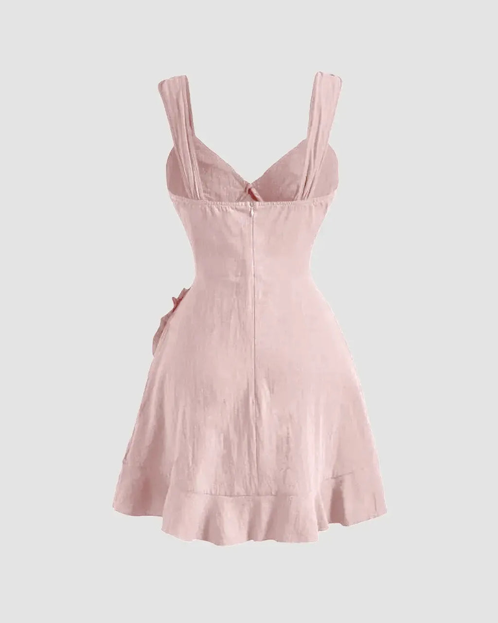 Ruffle Wrap V Neck Short Sleeve Tie Knot Short Dress In Powder Pink