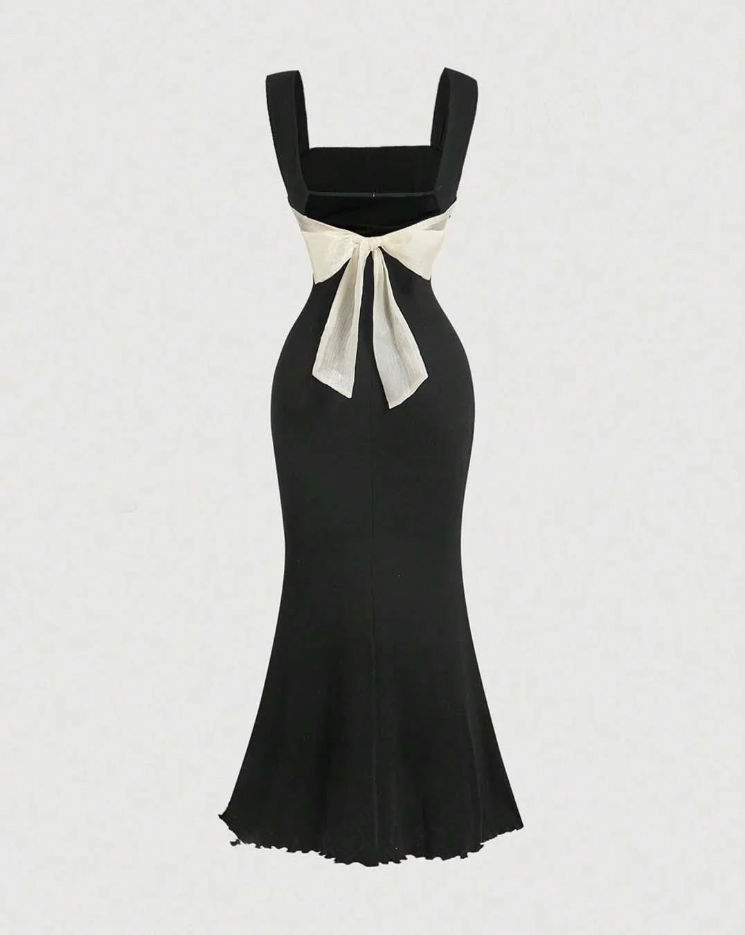 Black Mermaid Dress With Bow Back