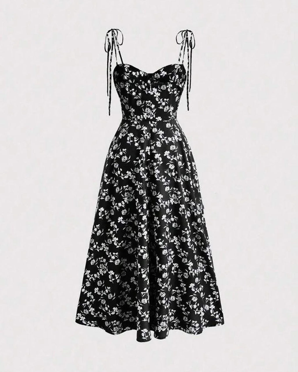 Floral Print Knotted Spaghetti Strap Cami Dress