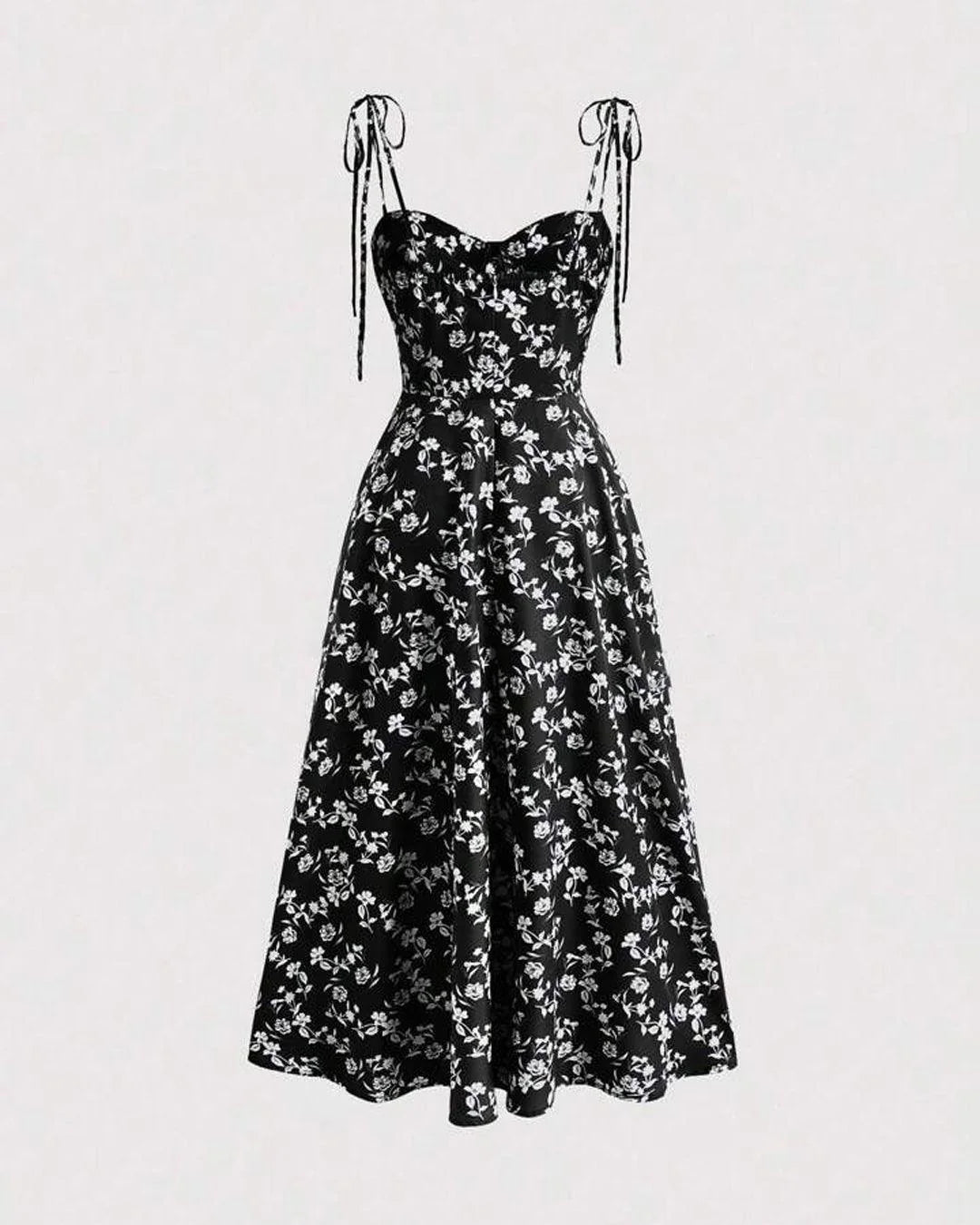 Floral Print Knotted Spaghetti Strap Cami Dress