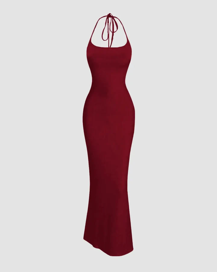 Women Summer Halter Tie Back Casual Long Dress