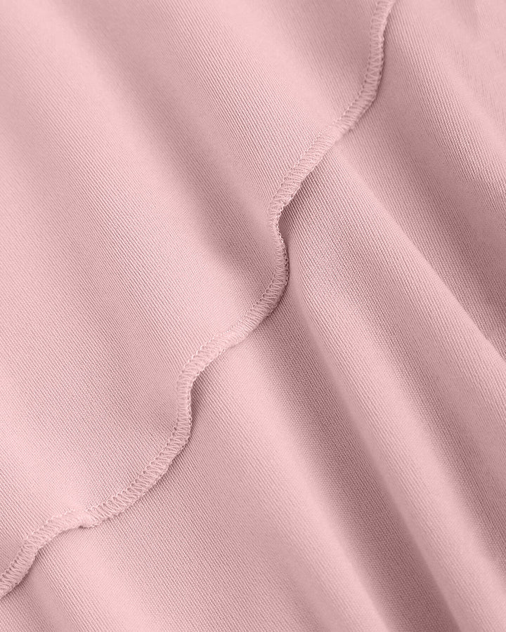 One Shoulder Ruched Layered Mini Dress in Dusty Pink