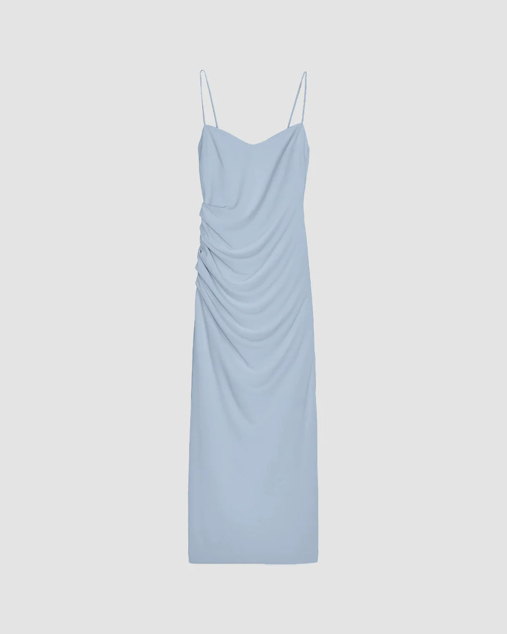 Blue V-Neck Fishtail Midi Dress