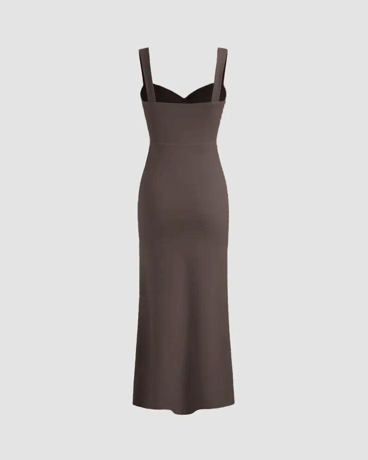 Coca V-Neck Fishtail Midi Dress
