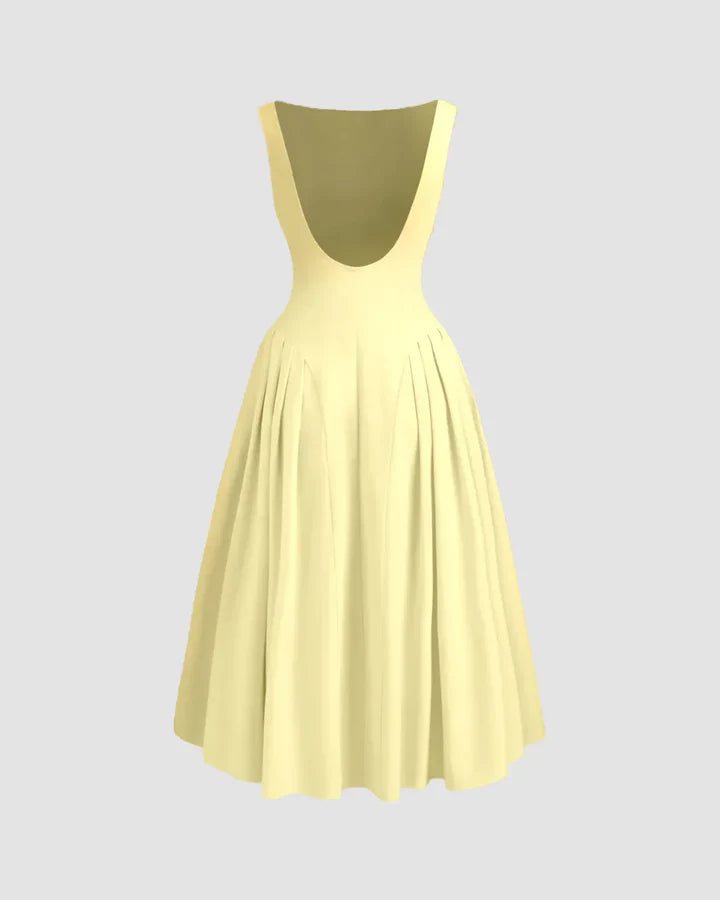 Sleeveless Flared Midi Dress in Vanilla